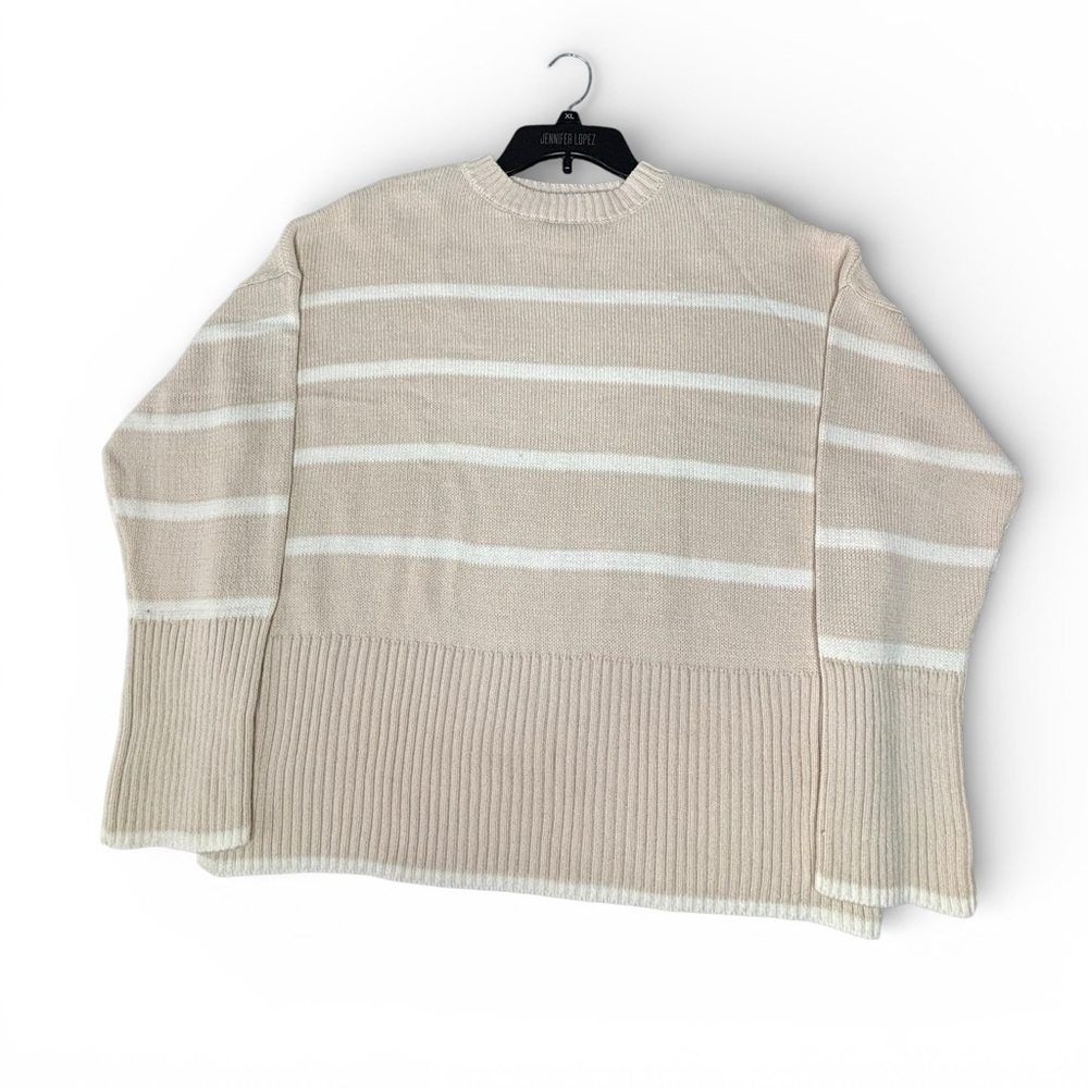 Sincerely Jules Beige Striped Cotton Sweater Size Small NWOT Knit Pullover